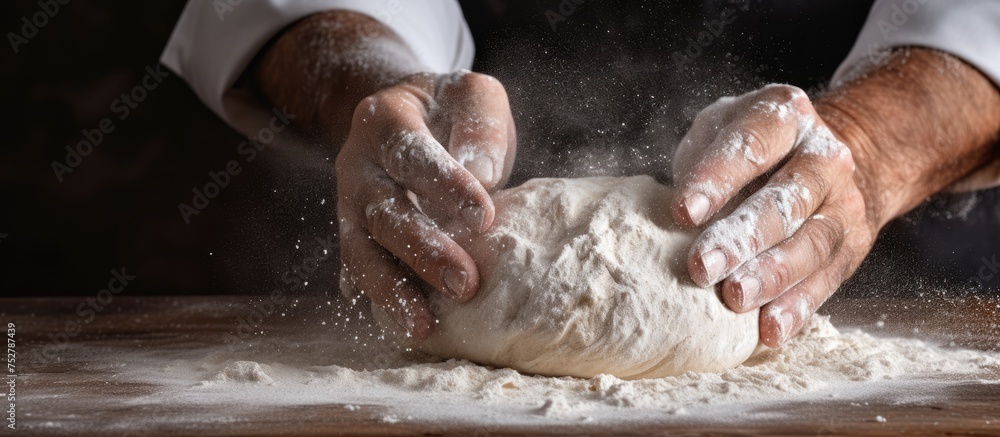 Creating Homemade Delicious Pastries with Fresh Dough on Wooden Table