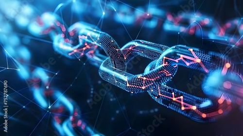 Future of Blockchain Connected Links and Societal Impact, To showcase the interconnectedness and futuristic appeal of blockchain technology photo