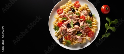 Mouth-Watering Plate of Tuna Tomato Pasta Delights the Senses with Delectable Flavors