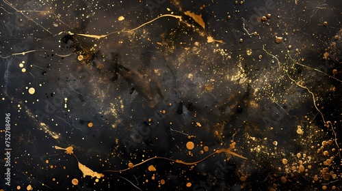 Gold and Black Abstract Splatter Art, To add a touch of modern and abstract style to home or office decor, or to be used as a striking background or