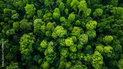 Aerial View of Lush Green Forest, To convey the beauty and importance of preserving our natural environments, with a focus on forests and sustainable