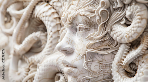 A statue of the head of the Medusa, the beautiful Gorgon in Greek mythology photo