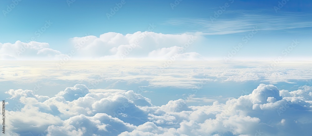 Fototapeta premium Aerial Perspective: Stunning Skyview from Aircraft Window in Flight Journey