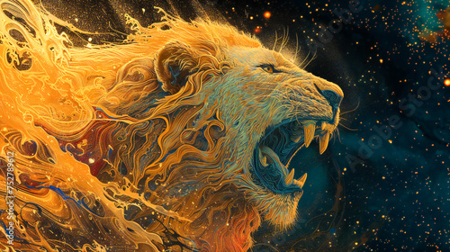 A stylized mighty fantasy lion head © Adrian Grosu