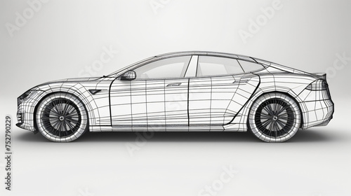 Rendering of an outlined car