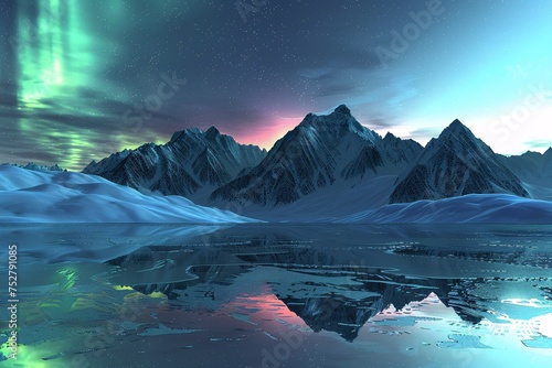 Glowing Mountains at Sunset A Stunning View of the Northern Lights Generative AI