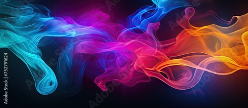 Vibrant Abstract Colorful Smoke Swirling on Dark Background