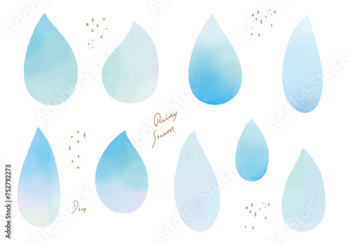 水彩のしずく型のフレームセット