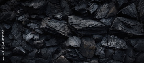 Industrial Heap of Coal Ready for Usage in Power Plants and Industrial Processes