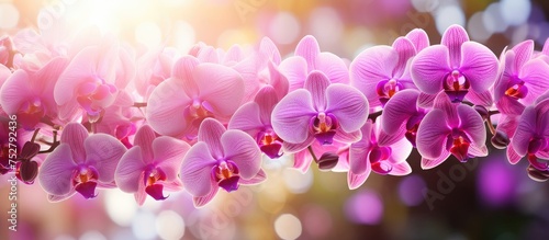 Elegant Pink Orchid Flowers Blooming Beautifully on a Delicate Branch