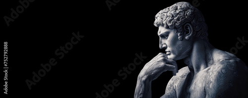 Stoic statue thinking. With copy space for quotes.