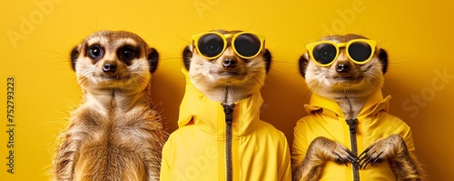 Sunny Seal Style Sunglasses and Yellow Coats Generative AI
