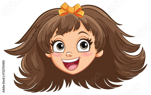 Vector graphic of a happy young girl smiling