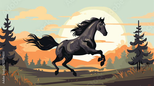 Horse illustration farm vector design flat vector