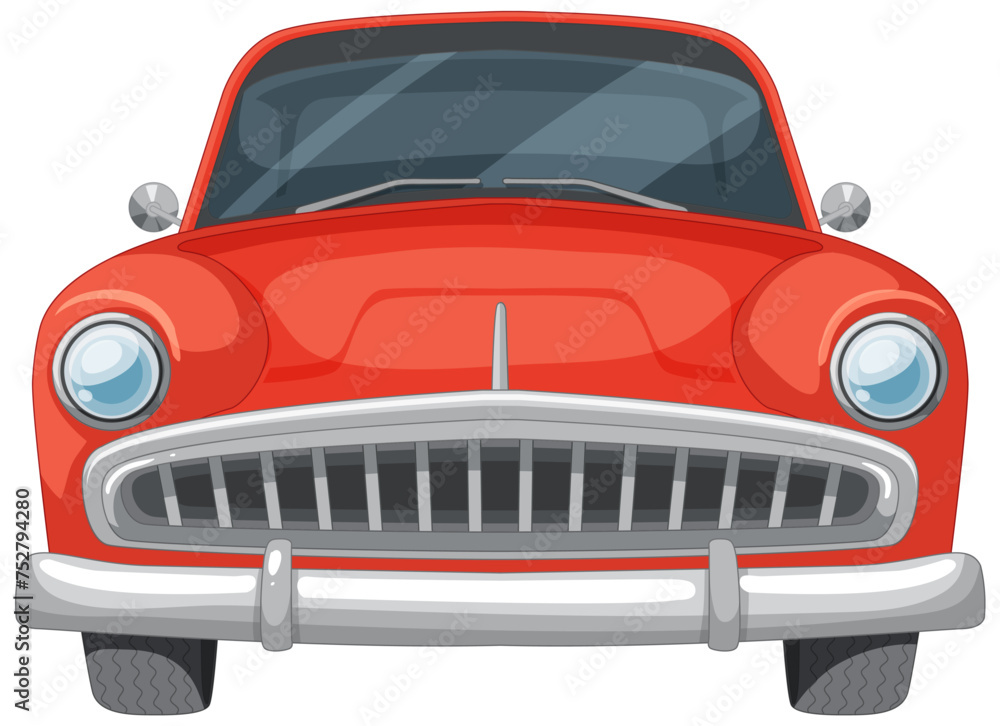 Vector graphic of a shiny red vintage automobile
