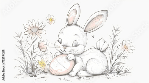 Spring bunny rabbit cute character for Easter decoration