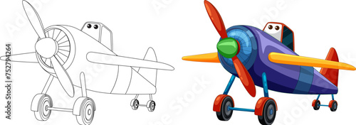 From sketch to vibrant cartoon airplane illustration