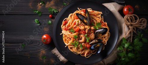 Delicious Italian Pasta Dish Garnished with Fresh Tomatoes and Cloves