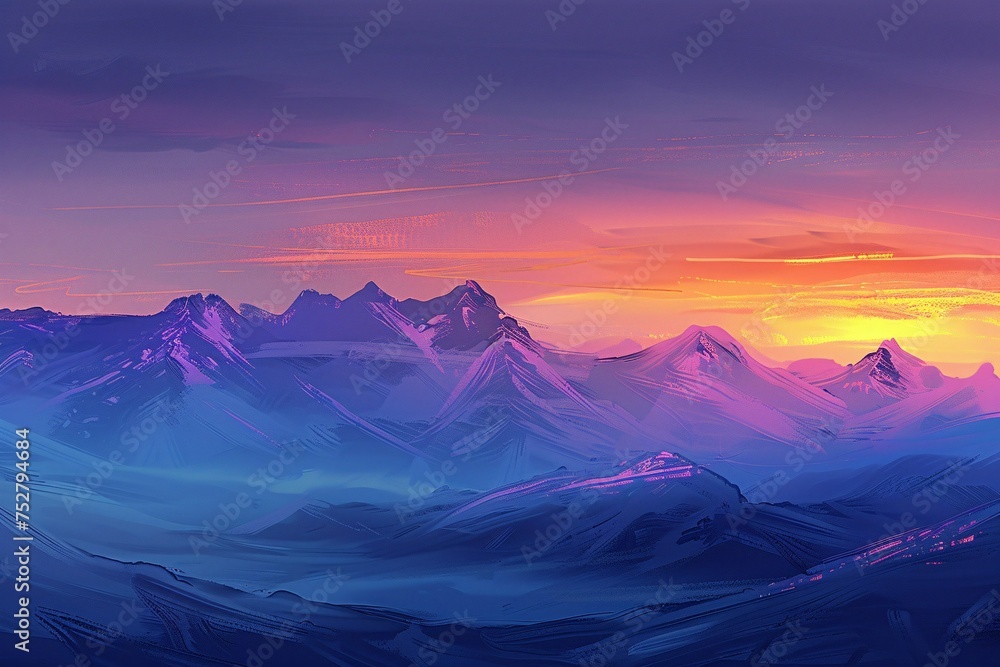 Sunset Over the Mountains A Stunning View of the Skyline Generative AI
