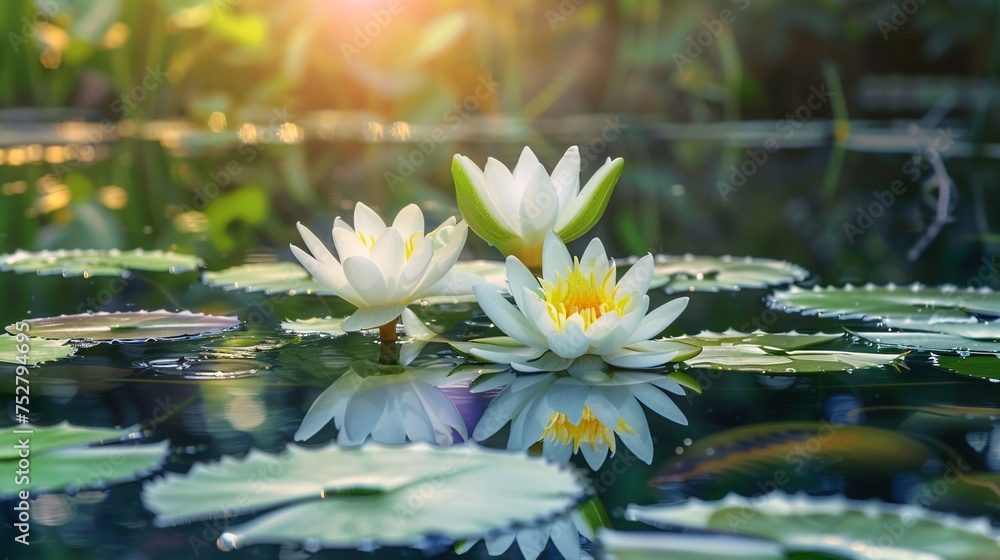 Flower Power A Sunny Afternoon in the Lily Pond Generative AI Flower Power A Sunny Afternoon in the Lily Pond Generative AI