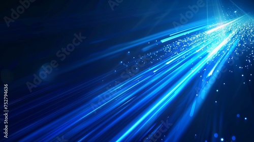 Vector Abstract  science  futuristic  energy technology concept. Digital image of light rays  stripes lines with blue light  speed and motion blur over dark blue background