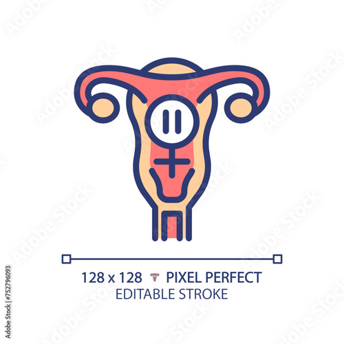 Female menopause RGB color icon. Physical health issue, medical condition. Feminine gynecology, ageing process. Isolated vector illustration. Simple filled line drawing. Editable stroke
