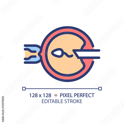 Intracytoplasmic sperm injection RGB color icon. Reproductive technologies, pregnancy care. Artificial insemination. Isolated vector illustration. Simple filled line drawing. Editable stroke