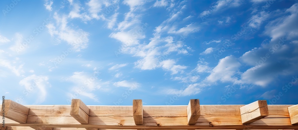 Rustic Wooden Fence Under Clear Blue Sky - Rural Tranquility Rustic Wooden Fence Under Clear Blue Sky - Rural Tranquility