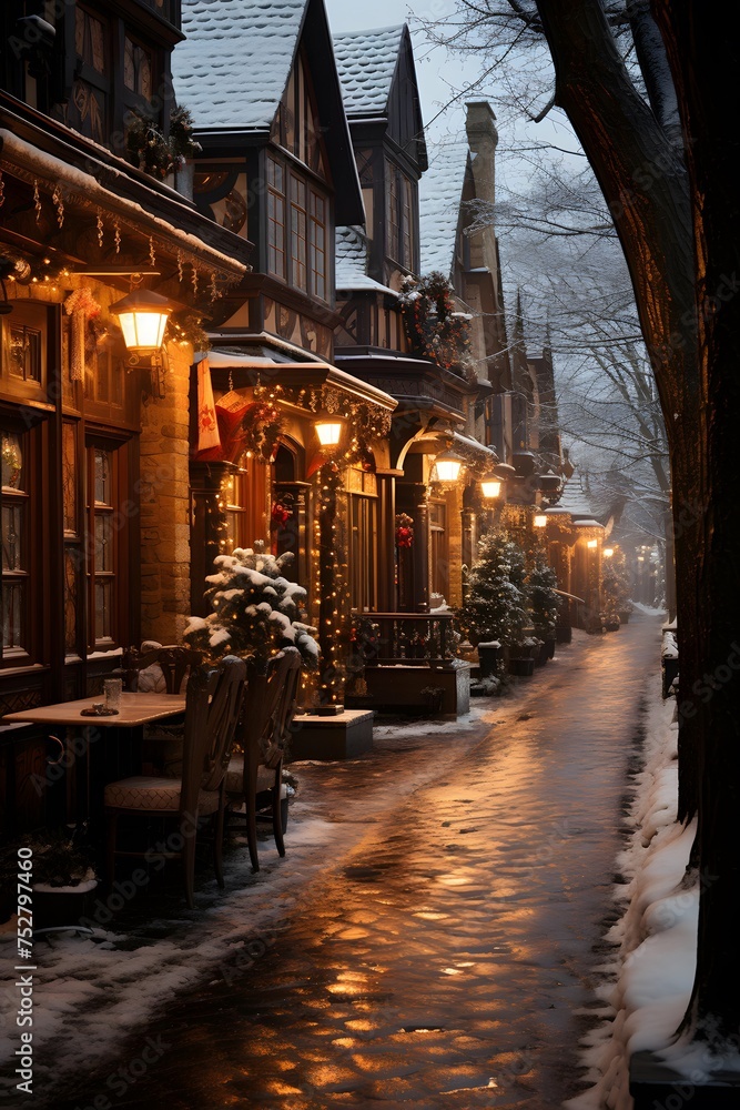 A view of a street in the old town of Quebec, Canada.