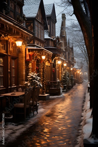 A view of a street in the old town of Quebec, Canada. © I