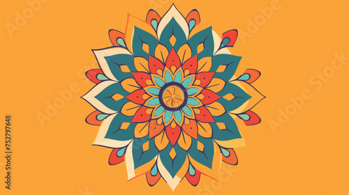 Mandala with interesting and simple motifs flat vector