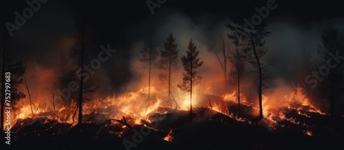 Devastating Forest Fire Engulfs Night Sky in Fiery Inferno