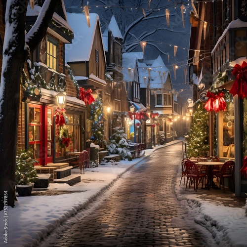 Winter street in the old town of Tallinn, Estonia, Europe © I