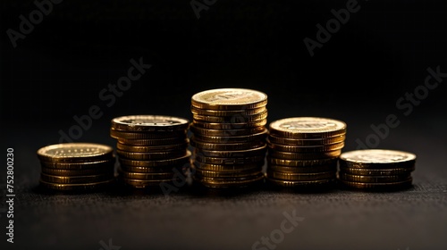 Wallpaper Mural coins on black background stock growth concept Torontodigital.ca