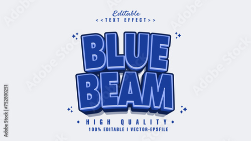 editable blue beam text effect.typhography logo