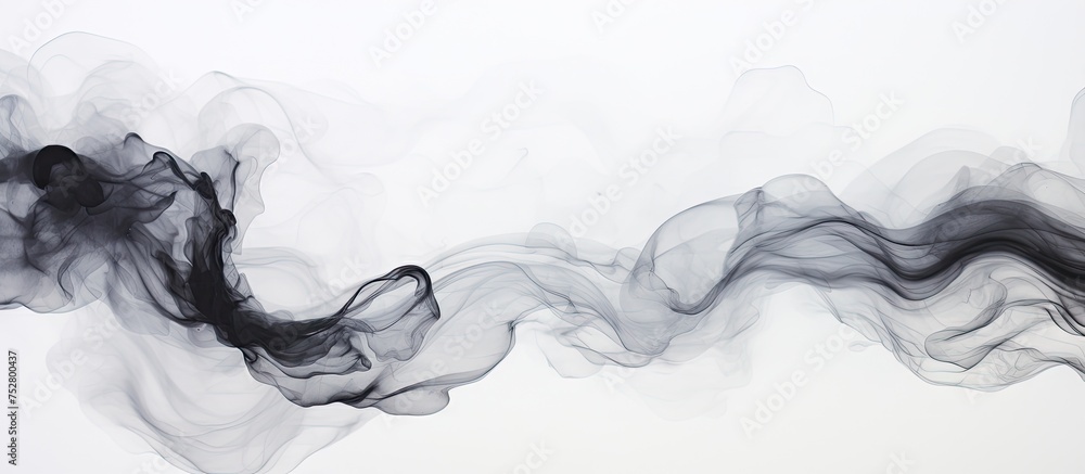 Dynamic Contrast: Monochromatic Smoke Swirls Dramatically on Clean White Surface Dynamic Contrast: Monochromatic Smoke Swirls Dramatically on Clean White Surface