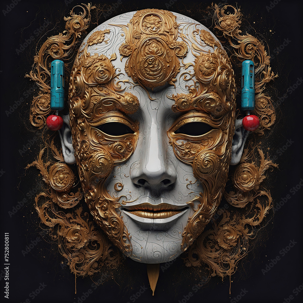 Mask Album Movie Poster T-Shirt Cover Horror Style Printable 3D Render