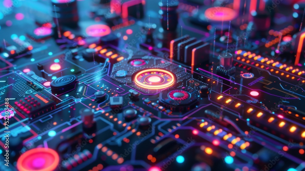 Close-up of a detailed 3D sci-fi scene showcasing minimalist strategy and technology with a focus on big data Close-up of a detailed 3D sci-fi scene showcasing minimalist strategy and technology with a focus on big data