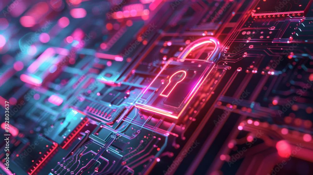 Close-up of unauthorized access in a bright 3D scene highlighting cybersecurity and encryption risks