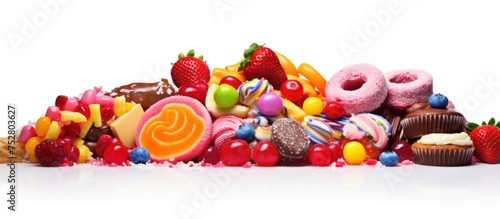 A Colorful Stack of Assorted Candies and Sweets on a Vibrant Background