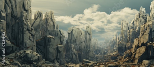 Majestic Rocky Mountain Landscape with Granite Peaks and Vibrant Blue Sky © Ilgun