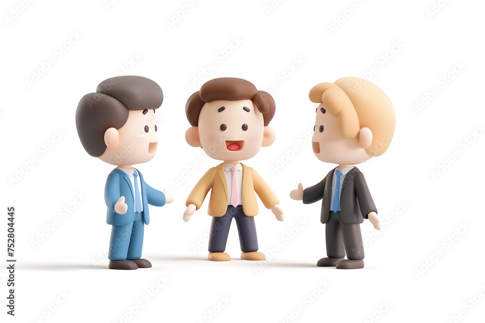 Group of Cartoon Men in Formal Attire Discussing in a Kawaii Charm Style Group of Cartoon Men in Formal Attire Discussing in a Kawaii Charm Style