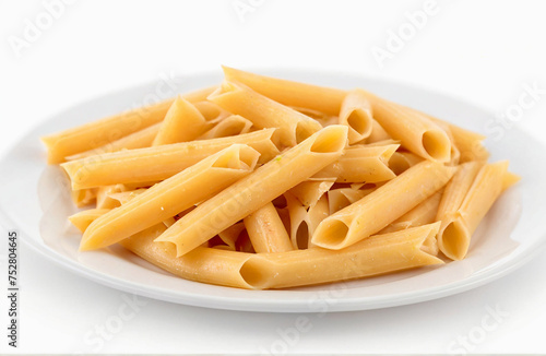 Penne rigate pasta, cut out isolated on white background