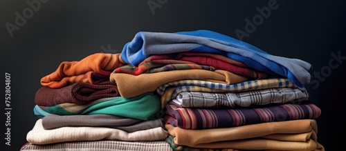 A Colorful Pile of Neatly Folded Clothes Creating a Cozy and Organized Feel in a Wardrobe