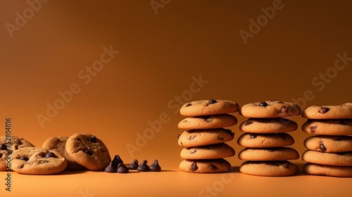 Chocolate Chip Cookies with Negative Space. Generative AI