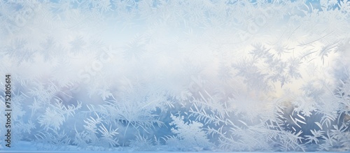 Gorgeous Frosty Window with Intricate Frosty Pattern, Winter Frost Background Design