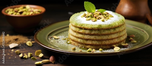 Elegant Gourmet Plate Featuring a Vibrant Green Dessert Among Exquisite Culinary Offerings