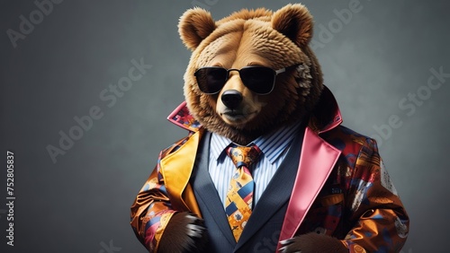 Cool looking bear wearing funky fashion dress © PeopleWorker