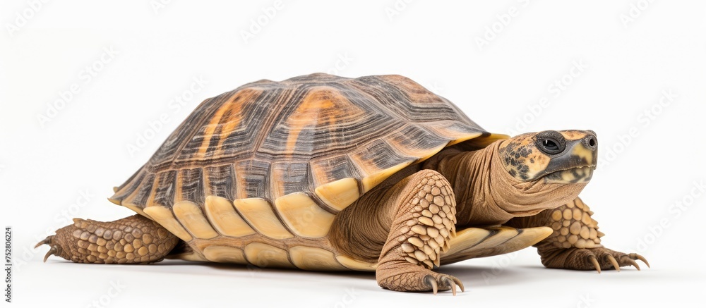 Obraz premium Majestic Turtle Posing Gracefully on a Clean White Background - Exotic Reptile Photography