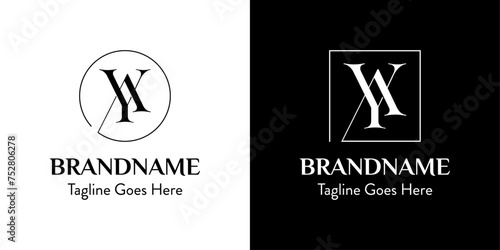 Letters AY In Circle and Square Logo Set, for business with AY or YA initials